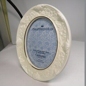 Ceramic Oval Cream & 22KT Gold Frame Victorian Style